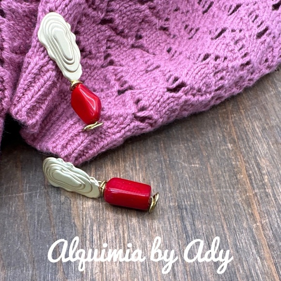 Alquimia Red and Gold Earrings - Picture 1 of 1